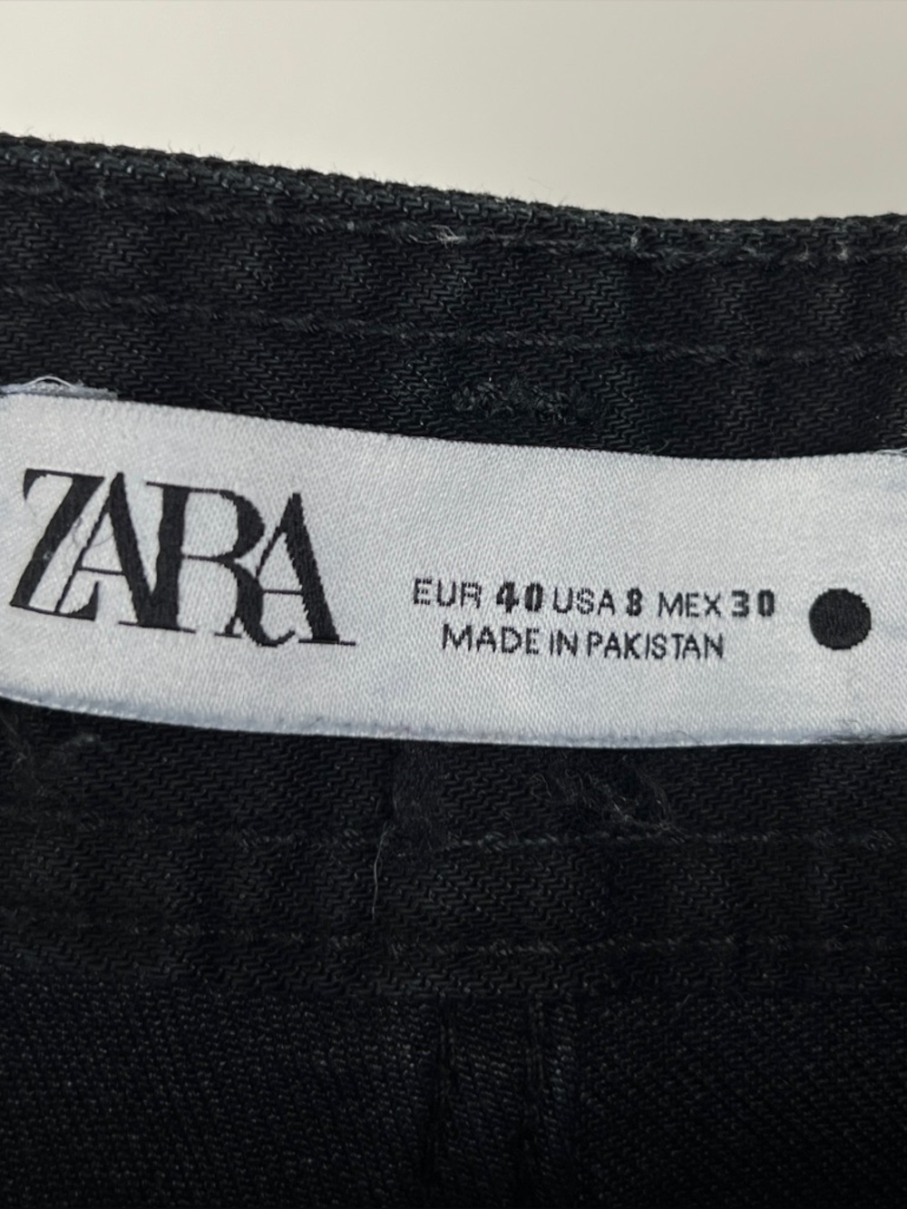 Zara Black Marine Straight Jeans 8 Raw Hem - Picture 3 of 7
